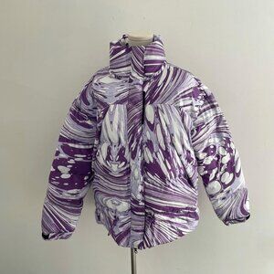 Adidas By Stella Mccartney Purple Marble Puffer Jacket | Women’s Size Medium